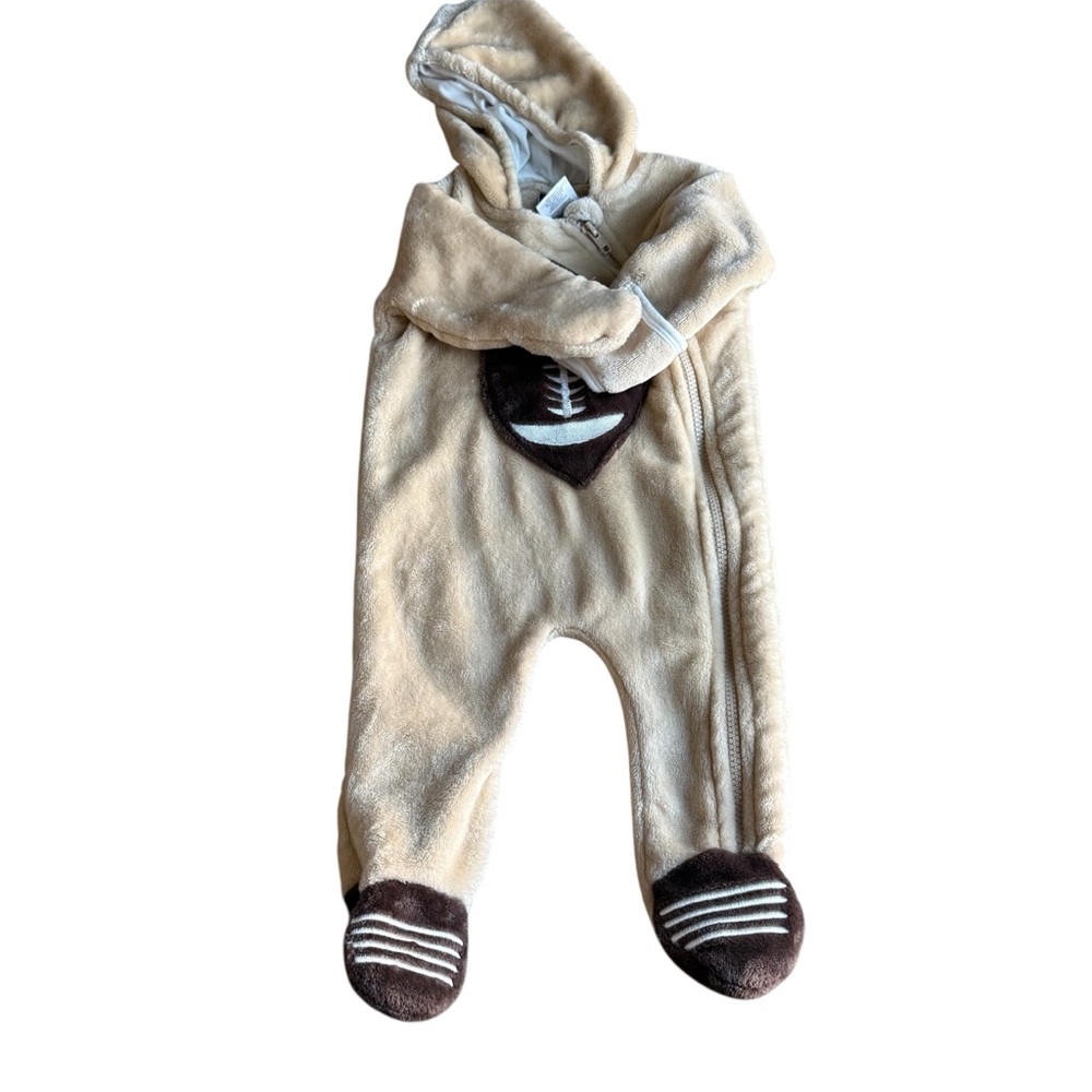 Mick Mack Cozy Baby Infant 6-9 Months Tan and Brown Kids One Piece Football
